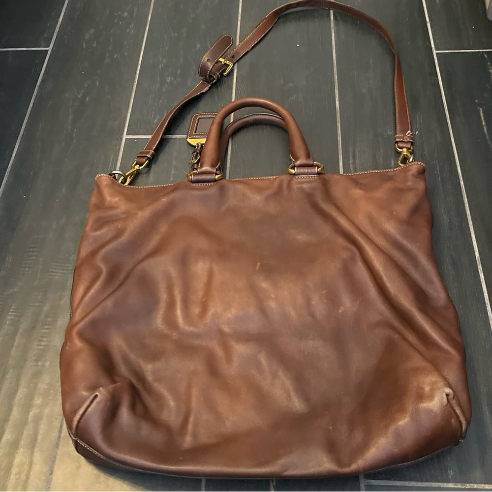 Prada Womens Leather Gold Tone Hardware Top Handle Tote Bag Brown - Picture 4 of 16